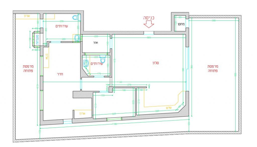 שרטוט של מודד מוסמך מטעם גאוטופ עבור מדידות דירה